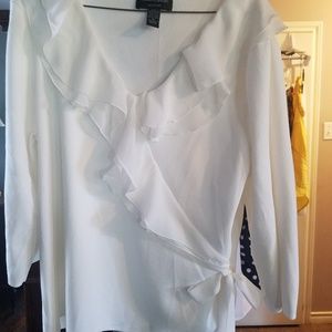 Ruffled White Sweater